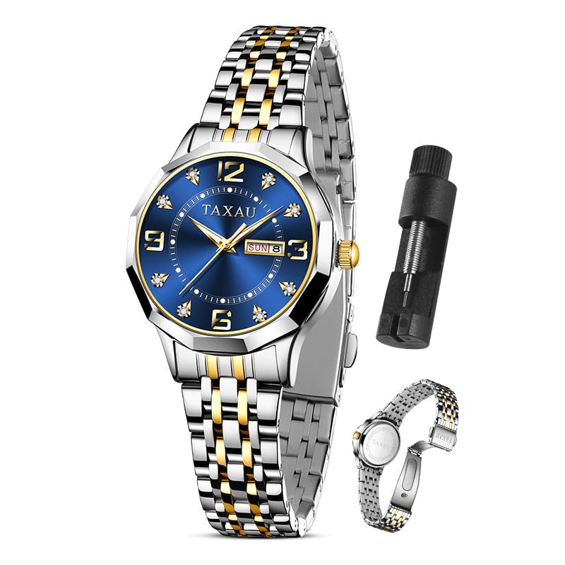 Taxau Uhr Frauen Luxus Edelstahl Uhren Frauen Kleid für Frauen wasserdichte Analog Quarz Damenuhren Klassische Reloj para Mujer