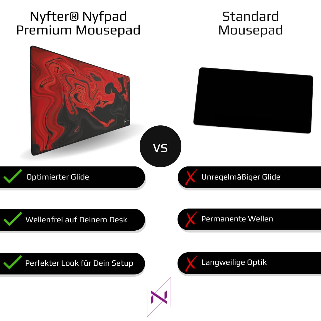 Nyfter - Liquid Gaming Mousepad 1200x600x3mm 3XL mauspad Gaming Premium Mauspad XXXL Wasserabweisend für Pro-Gamer