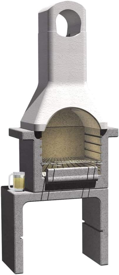 Concrete charcoal grill stand with chimney