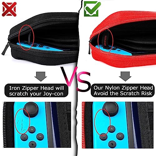 daydayup Tasche Kompatibel mit Nintendo Switch und New Switch OLED, Harte Tragetasche Hülle Case für die Nintendo Switch, Schutzhülle mit Aufbewahrung für 20 Spiele, Konsole & Zubehör - Schwarz