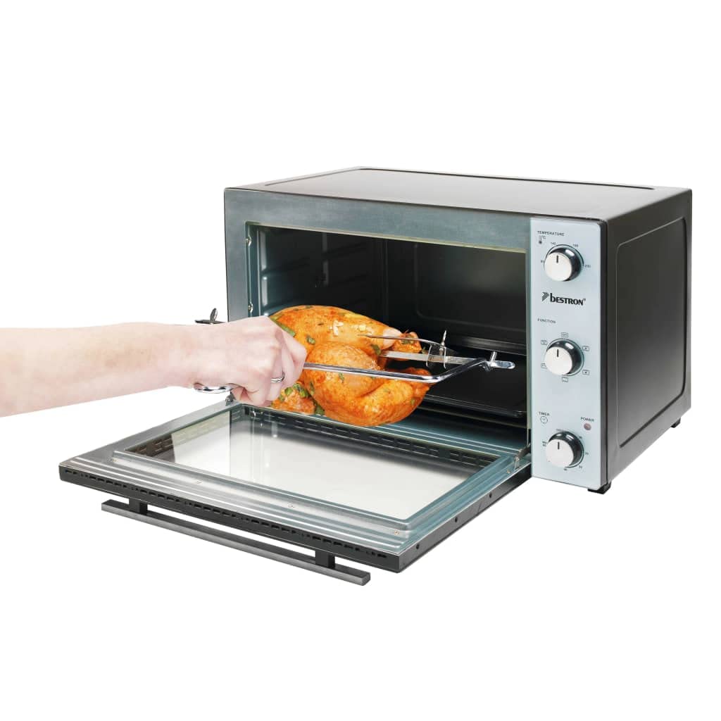 Bestron AOV9 Kompakter Mini-Backofen mit Ober-/Unterhitze, 9 Liter, 800 Watt, Schwarz