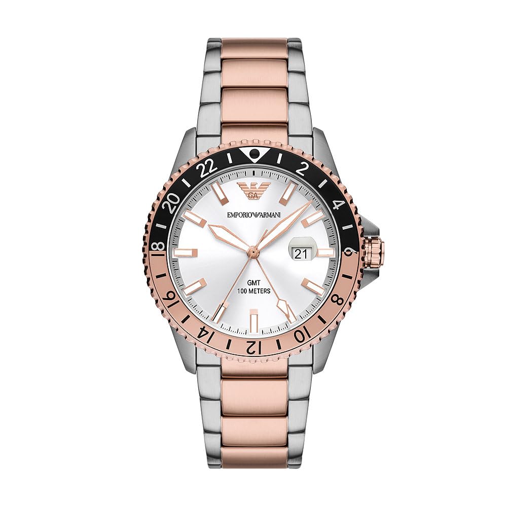 Emporio Armani Uhr für Herren, Quarzwerk und 42mm Gehäusegröße mit Edelstahl-, Leder- oder Silikonarmband
