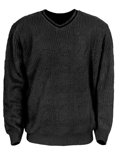 AIEOE Men’s V-Neck Cable Knit Sweater – Long Sleeve Casual Pullover