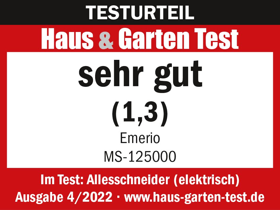 Emerio Allesschneider "Made in EU", Edelstahl Messereinheit in Deutschland produziert, einstellbar 0-17mm, BPA frei, platzsparend klappbar, mit Sicherheitsschalter, Eco 100 Watt, MS-125000.1, Schwarz