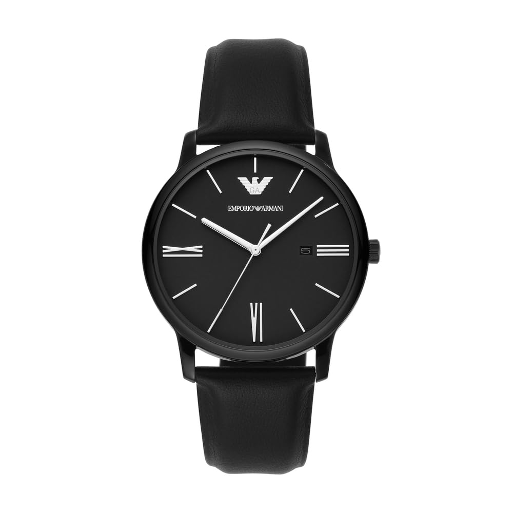 Emporio Armani Uhr für Herren, Quarzwerk und 42mm Gehäusegröße mit Edelstahl-, Leder- oder Silikonarmband