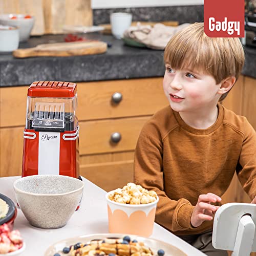 Gadgy Popcorn Maschine groß - Retro Popcorn Maker 5 L - Popcorn Maker mit Antihaftbeschichtung und abnehmbarer Heizfläche - Popkorn Maschine rot - Popcornmaschine 800W - Popcorn machine