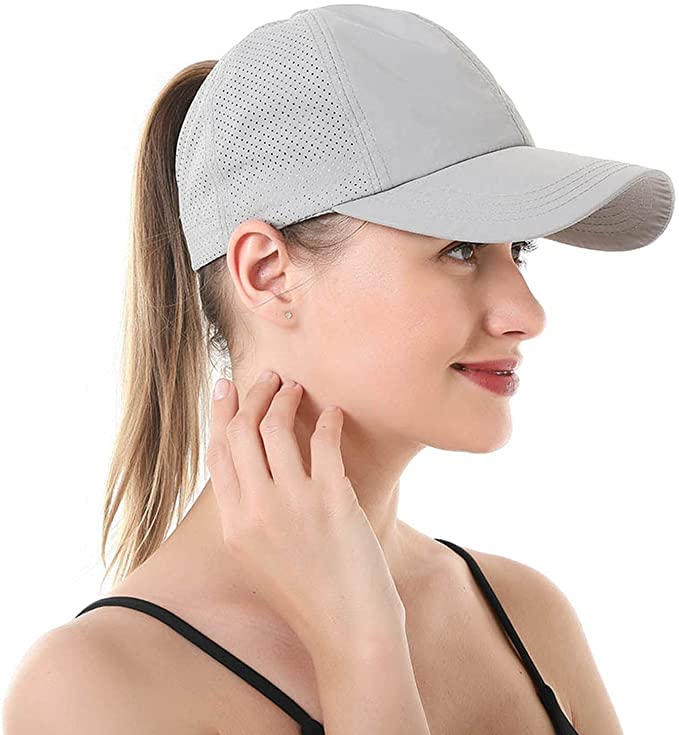 Womens Ponytail Hat Baseball Cap, Adjustable Criss Cross Baseball Cap High Bun Unisex Quick Drying Trucker Hats