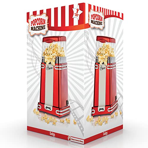 Gadgy Popcorn Maschine groß - Retro Popcorn Maker 5 L - Popcorn Maker mit Antihaftbeschichtung und abnehmbarer Heizfläche - Popkorn Maschine rot - Popcornmaschine 800W - Popcorn machine