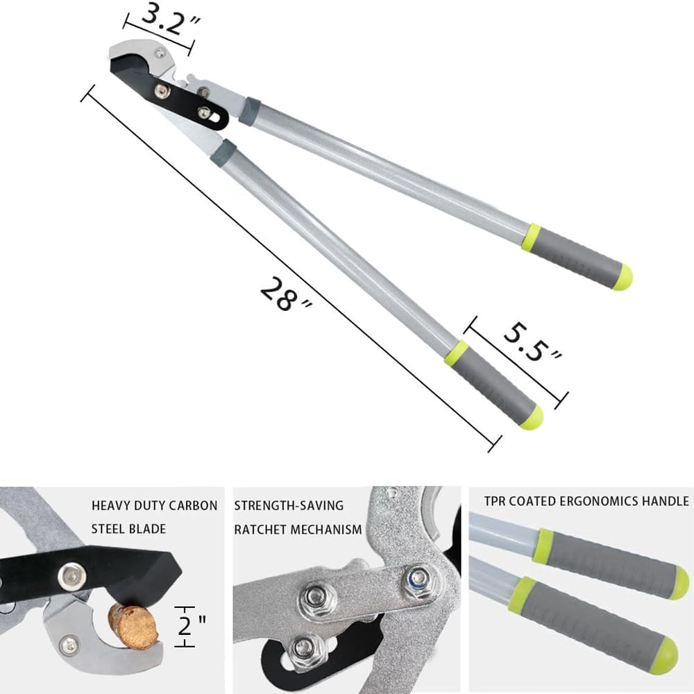 Hortem Gartenschere Set 3 STÜCKE, Scharfe Astschere 72cm, Professionellen Heckenscheren 58cm, Bypass-Baumschere
