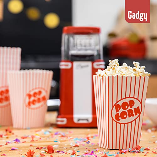 Gadgy Popcorn Maschine groß - Retro Popcorn Maker 5 L - Popcorn Maker mit Antihaftbeschichtung und abnehmbarer Heizfläche - Popkorn Maschine rot - Popcornmaschine 800W - Popcorn machine