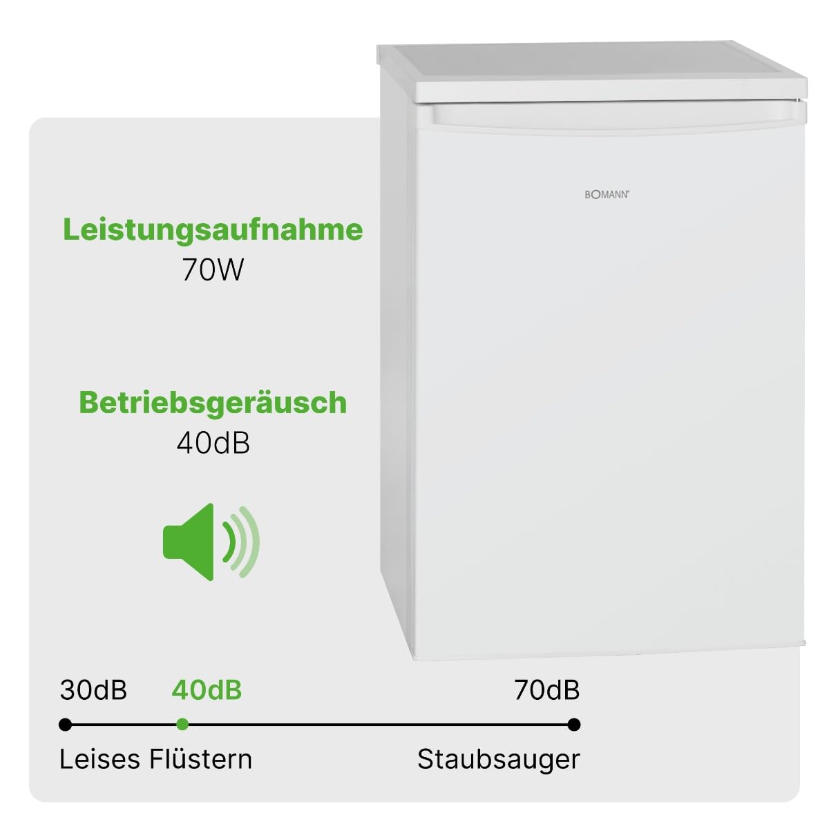 Bomann® refrigerator without freezer compartment with 133L usable capacity | 3 shelves | small with vegetable compartment & changeable door hinge | quiet table refrigerator | H: 84.5 x W: 56 x D: 57.5cm | VS 2185.1 inox