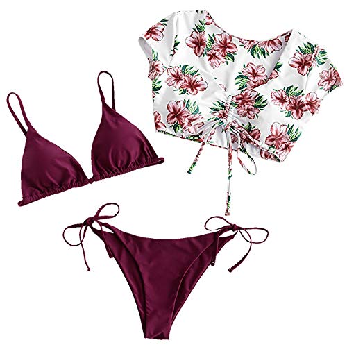 ZAFUL Padded Bikini Set Tie-Dye Triangle Top Low Waist Swim Shorts