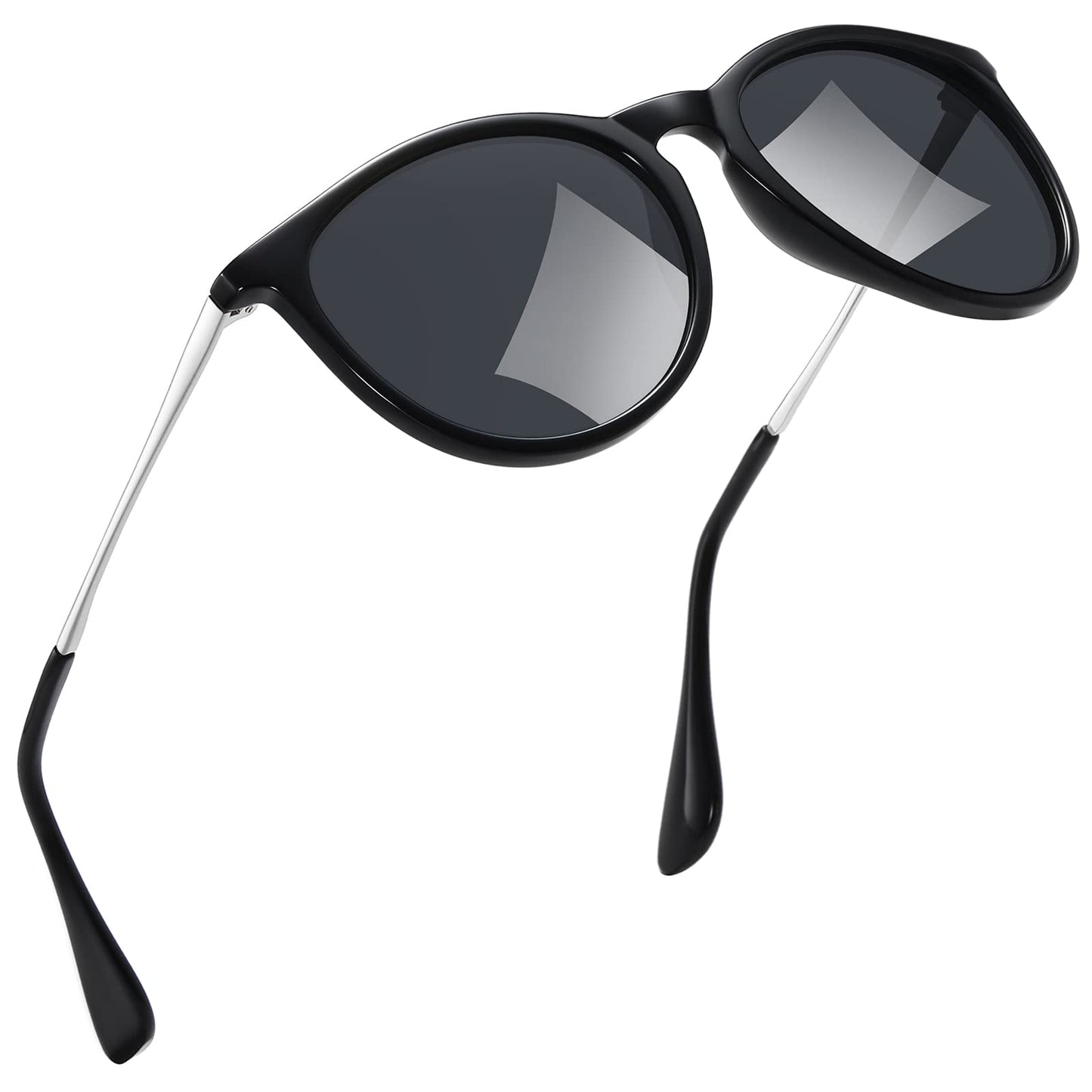 kunchu Sonnenbrille-Damen-Polarisierte-Sonnenbrille-Rund-UV400-im-Retro-Sonnenbrille-für-Damen & Herren Schutz Vintage