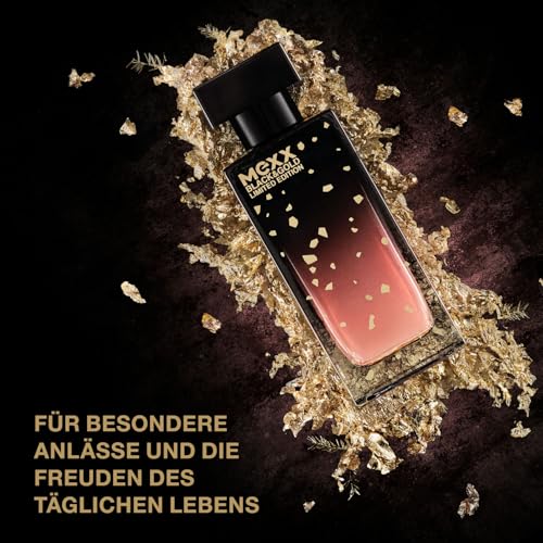 Mexx Black & Gold Limited Edition Woman Eau de Toilette, sinnlich-blumiger Damenduft, 15ml