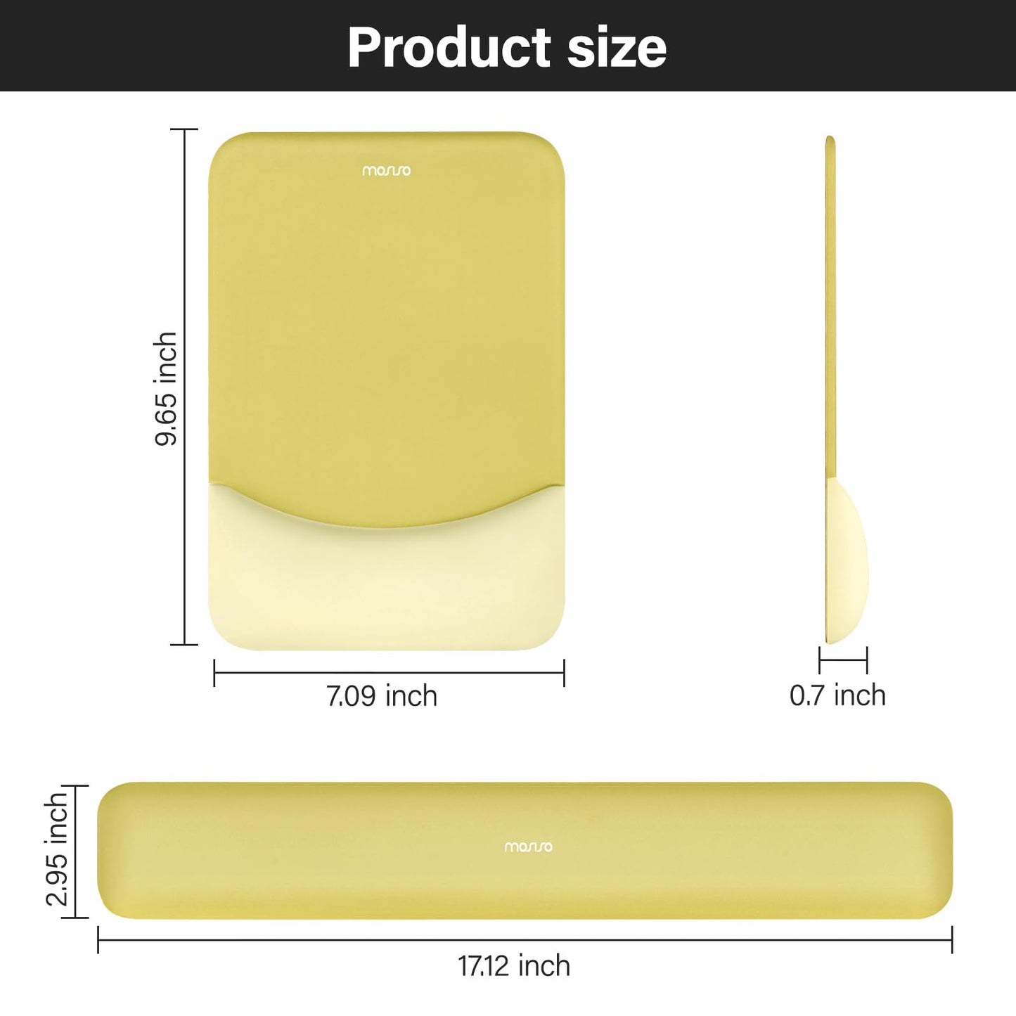 MOSISO Handgelenkstütze für Mauspad&Tastatur Set, Rechteckig Ergonomisch Mauspad Rutschfest Basis Home/Büro Schmerzlinderung&Typing Kissen mit Neopren Cloth&Erhöht Gebogen Memory Schaum,Grün