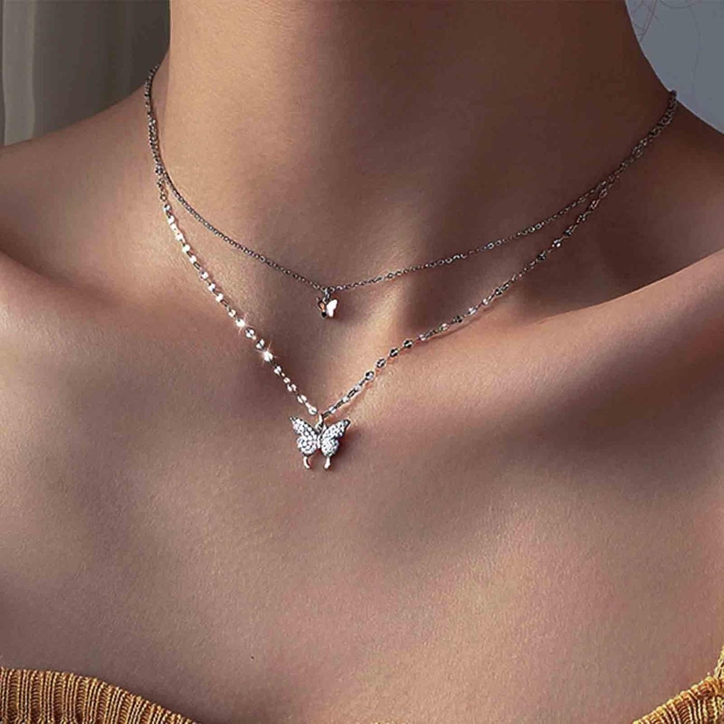 Cimenexe Bohème Butterfly Pendant Choker Necklace