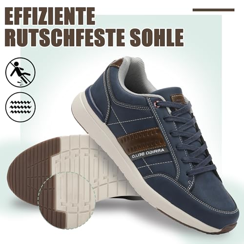 Men’s Casual Fashion Sneakers – Lightweight Non-Slip Faux Leather Shoes