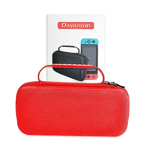 daydayup Tasche Kompatibel mit Nintendo Switch und New Switch OLED, Harte Tragetasche Hülle Case für die Nintendo Switch, Schutzhülle mit Aufbewahrung für 20 Spiele, Konsole & Zubehör - Schwarz