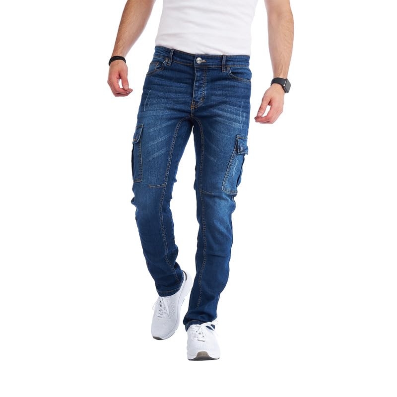Men’s Cargo Jeans – Regular Slim Fit Denim Joggers
