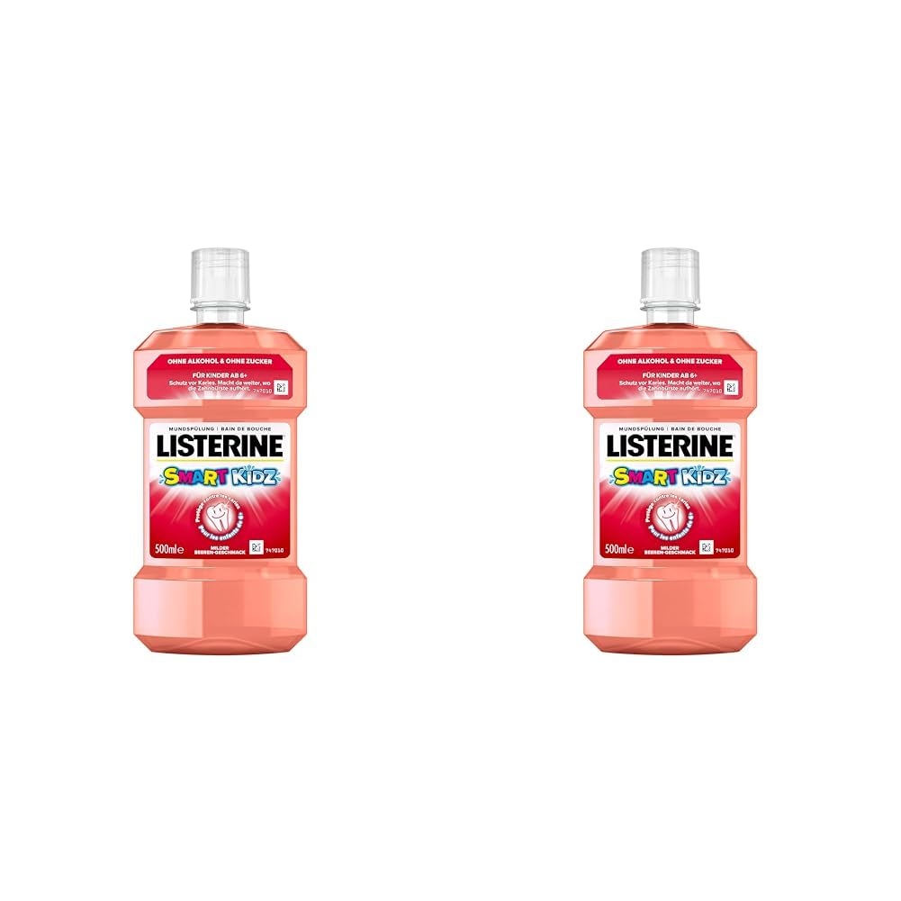 LISTERINE Smart Kidz Mild Berry (500 ml), antibakterielle Kinder Mundspülung ohne Alkohol & ohne Zucker, Mundwasser schützt vor Karies, geeignet für Kinder ab 6 Jahren