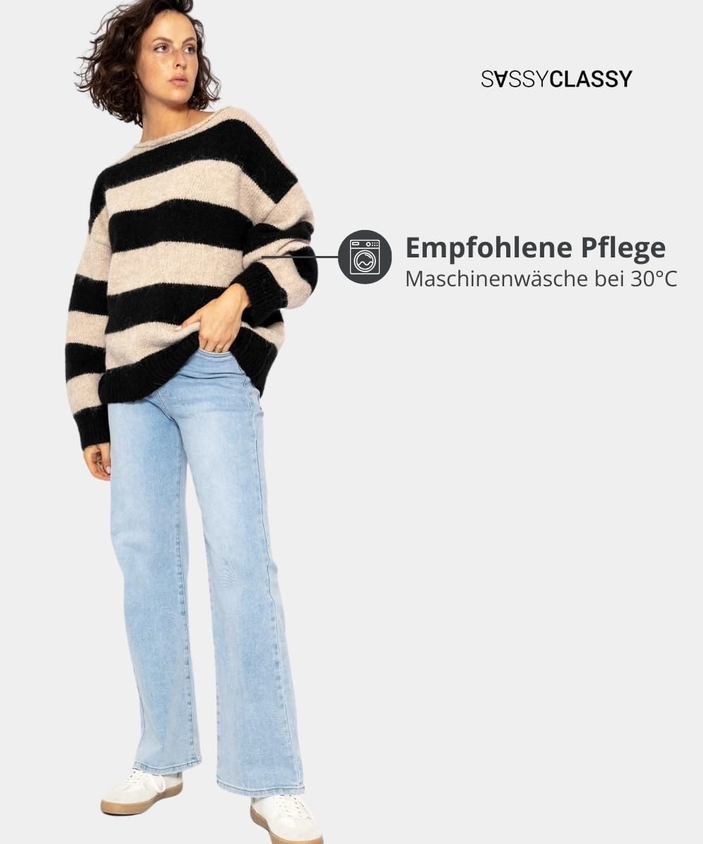 SASSYCLASSY Women’s Striped Oversize Sweater