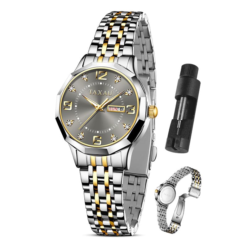 Taxau Uhr Frauen Luxus Edelstahl Uhren Frauen Kleid für Frauen wasserdichte Analog Quarz Damenuhren Klassische Reloj para Mujer