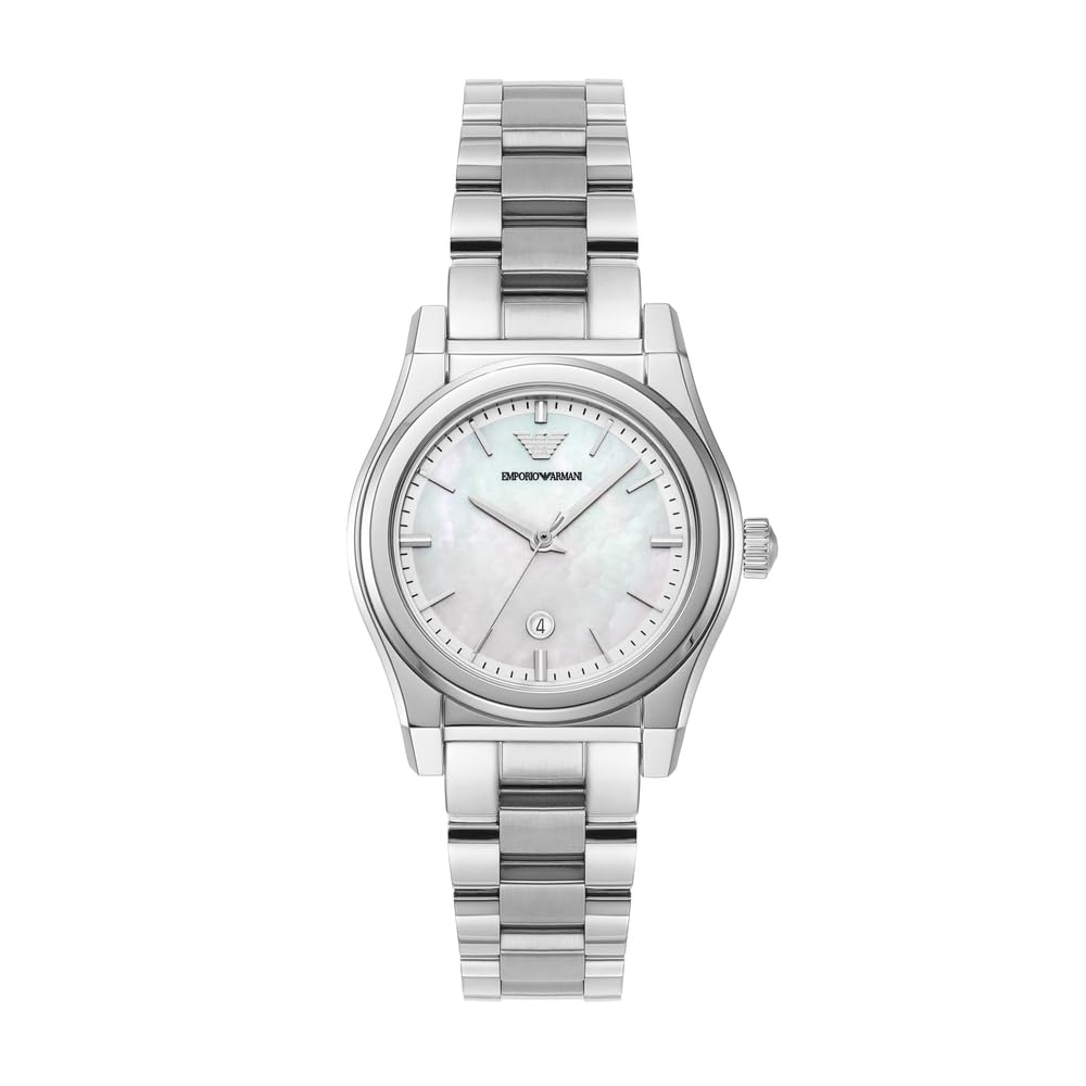 Emporio Armani Damenuhr, Dreizeiger Quarzwerk und 32mm Gehäusegröße mit Edelstahl-, Leder- oder Silikonarmband