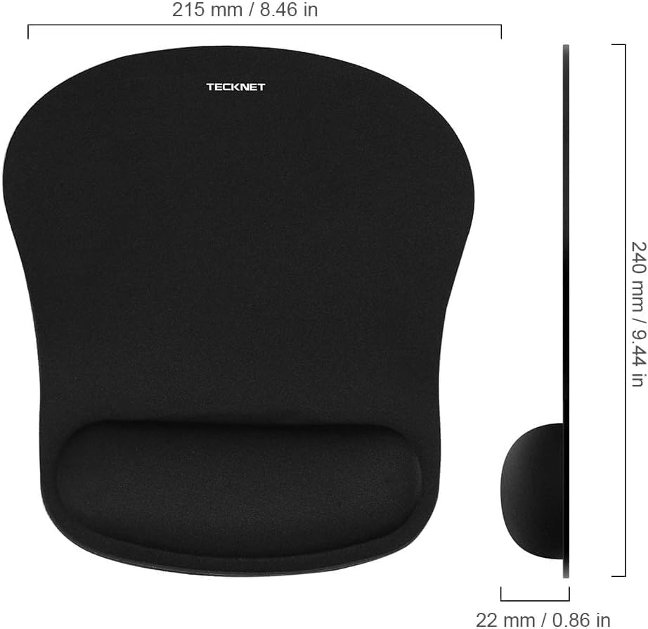 TECKNET Mauspad mit Gelkissen, Memory Foam Mousepad Ergonomisches Wasserdicht Komfort Mausmatte mit Handgelenkpolster Handauflage für Alle Maus Offfice Heim Computer Laptop