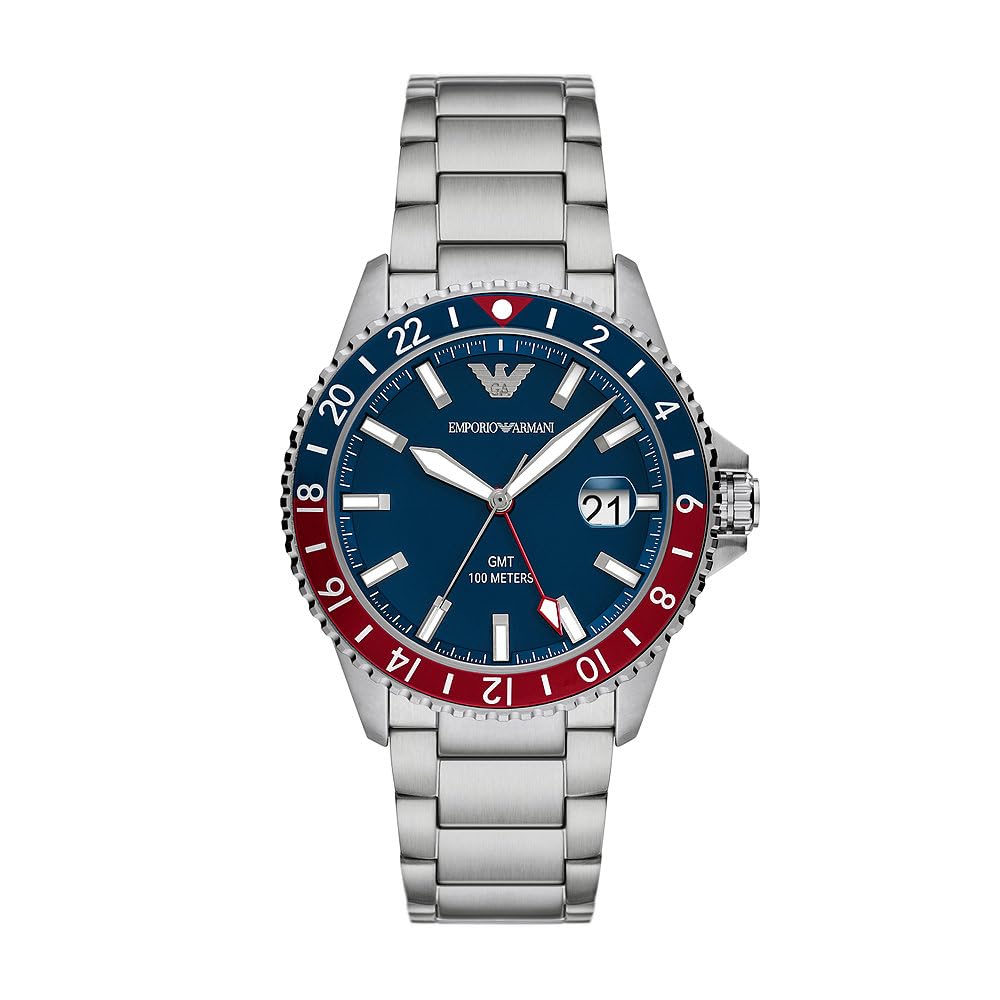 Emporio Armani Uhr für Herren, Quarzwerk und 42mm Gehäusegröße mit Edelstahl-, Leder- oder Silikonarmband