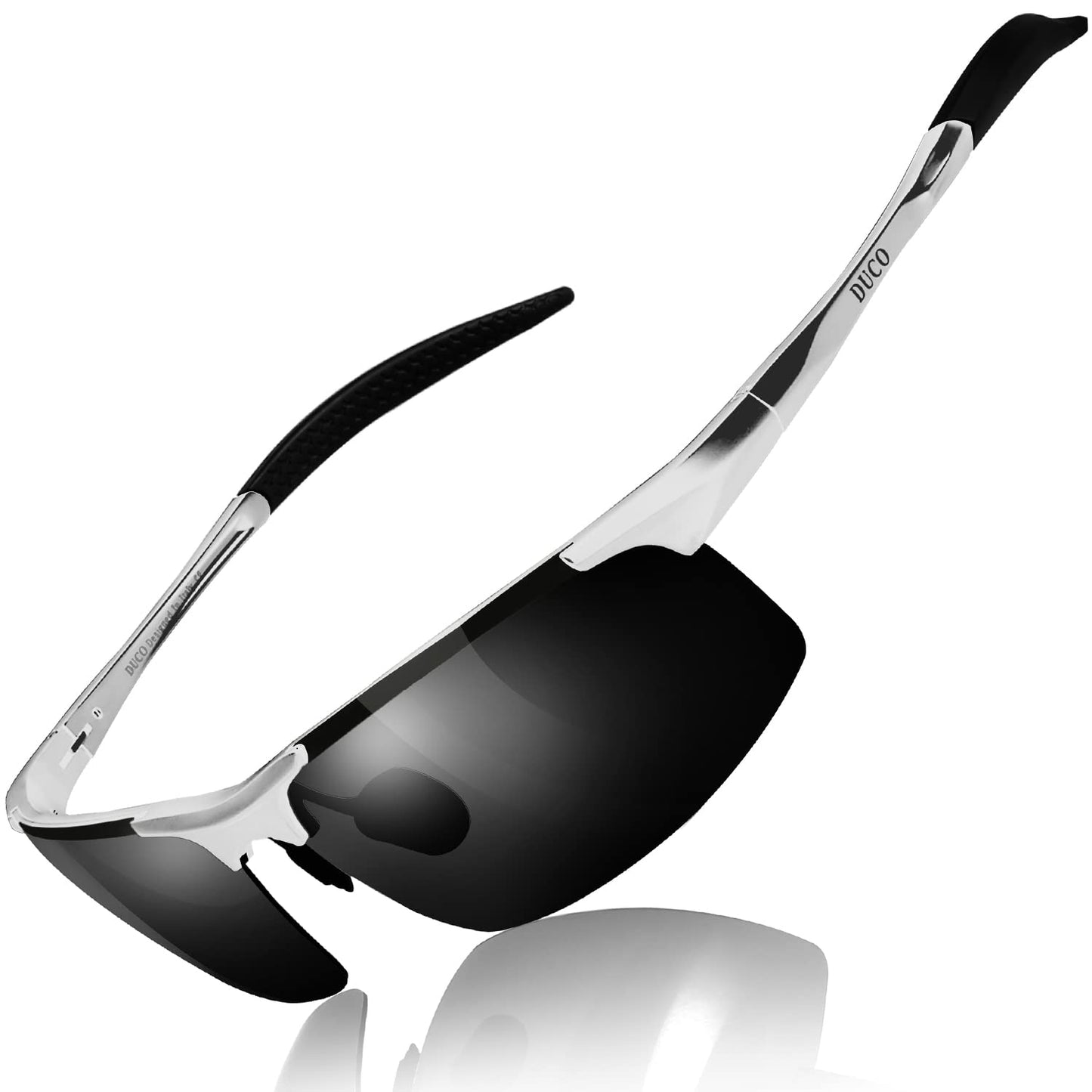 DUCO Herren Sportbrille Polarisierte Sonnenbrille Fahrerbrille Ultraleichte Al-Mg Metallrahmen UV400-Schutz Männer Sonnenbrillen 8177S