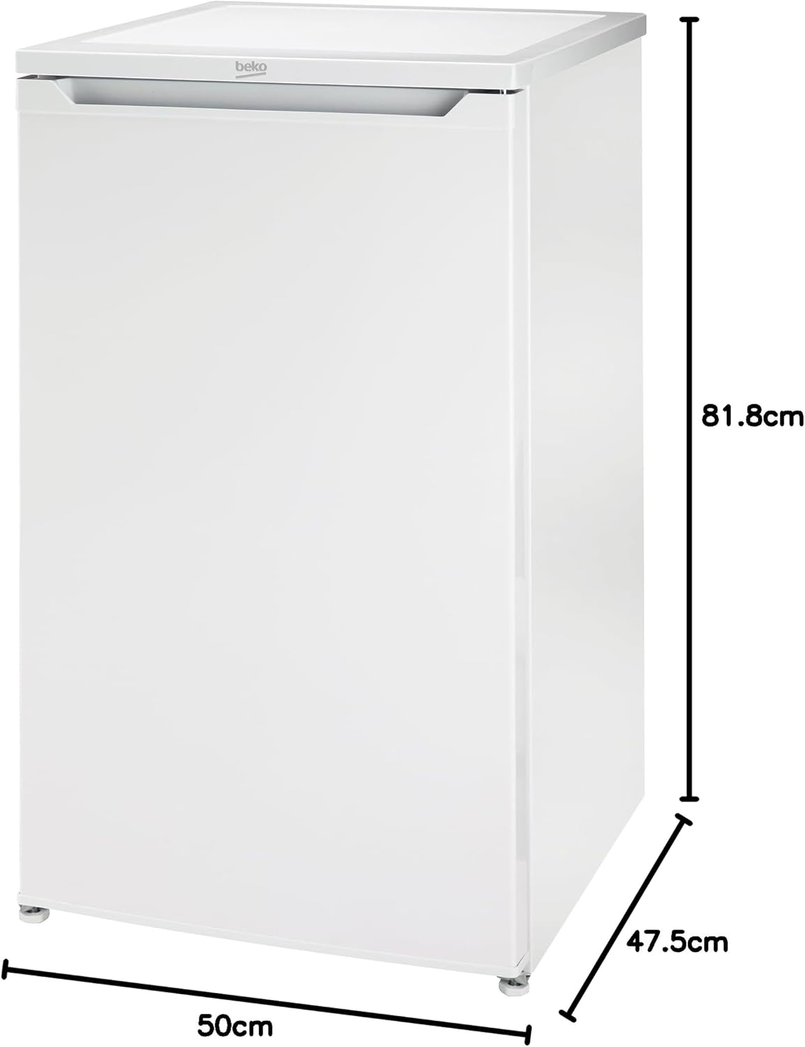 Beko TS190040N freestanding refrigerator, 88 l total capacity, reversible door hinge, good lighting in the device, 38 dB, robust glass shelves, white