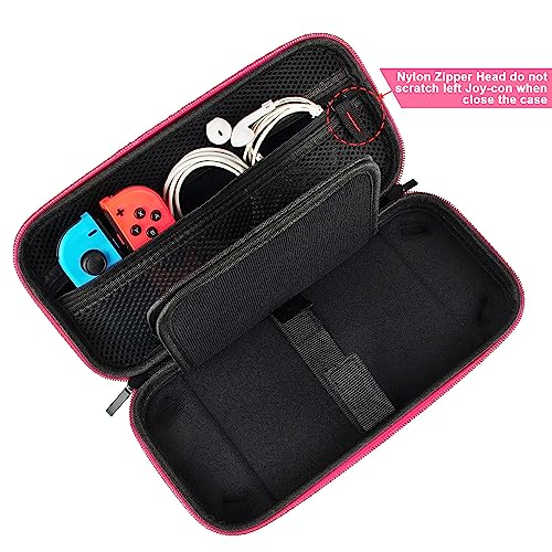 daydayup Tasche Kompatibel mit Nintendo Switch und New Switch OLED, Harte Tragetasche Hülle Case für die Nintendo Switch, Schutzhülle mit Aufbewahrung für 20 Spiele, Konsole & Zubehör - Schwarz