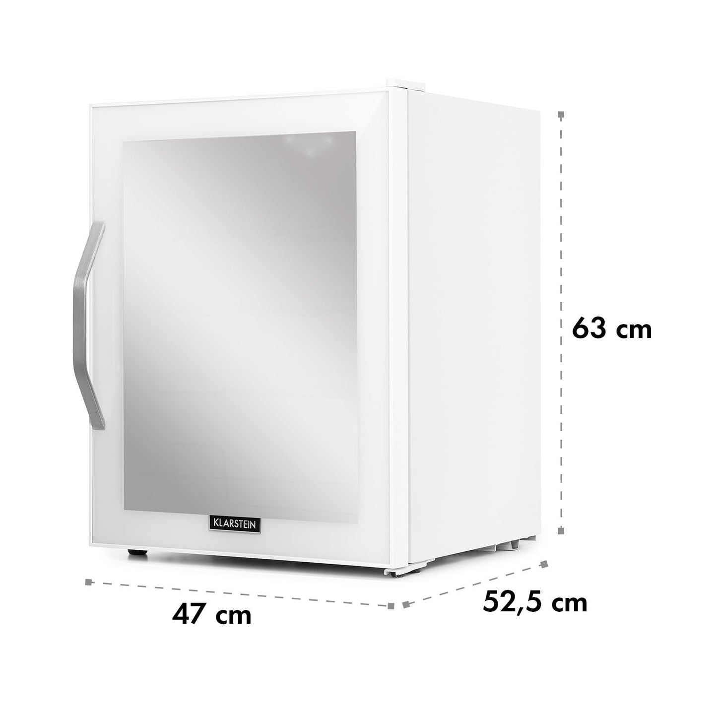 Klarstein Mini Fridge with Glass Door, Mini, for Room, Drinks Fridge Small with Adjustable Shelves, with Waveform Racks, 60 Liter Refrigerator Quiet