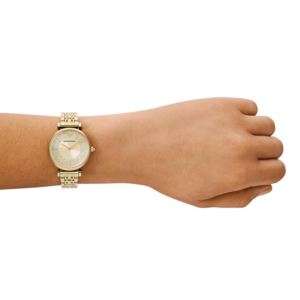 Emporio Armani Ladies Watch with Two Hands Quartz Movement and 32mm Case with Stainless Steel, Leather or Silicone Strap