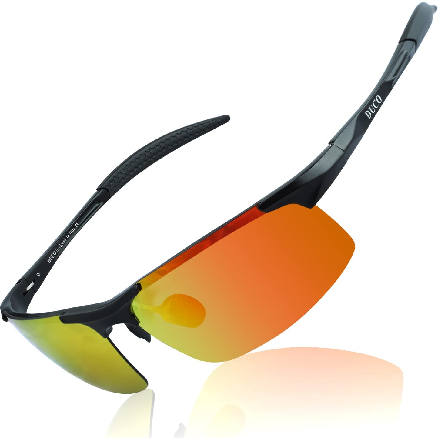 DUCO Herren Sportbrille Polarisierte Sonnenbrille Fahrerbrille Ultraleichte Al-Mg Metallrahmen UV400-Schutz Männer Sonnenbrillen 8177S