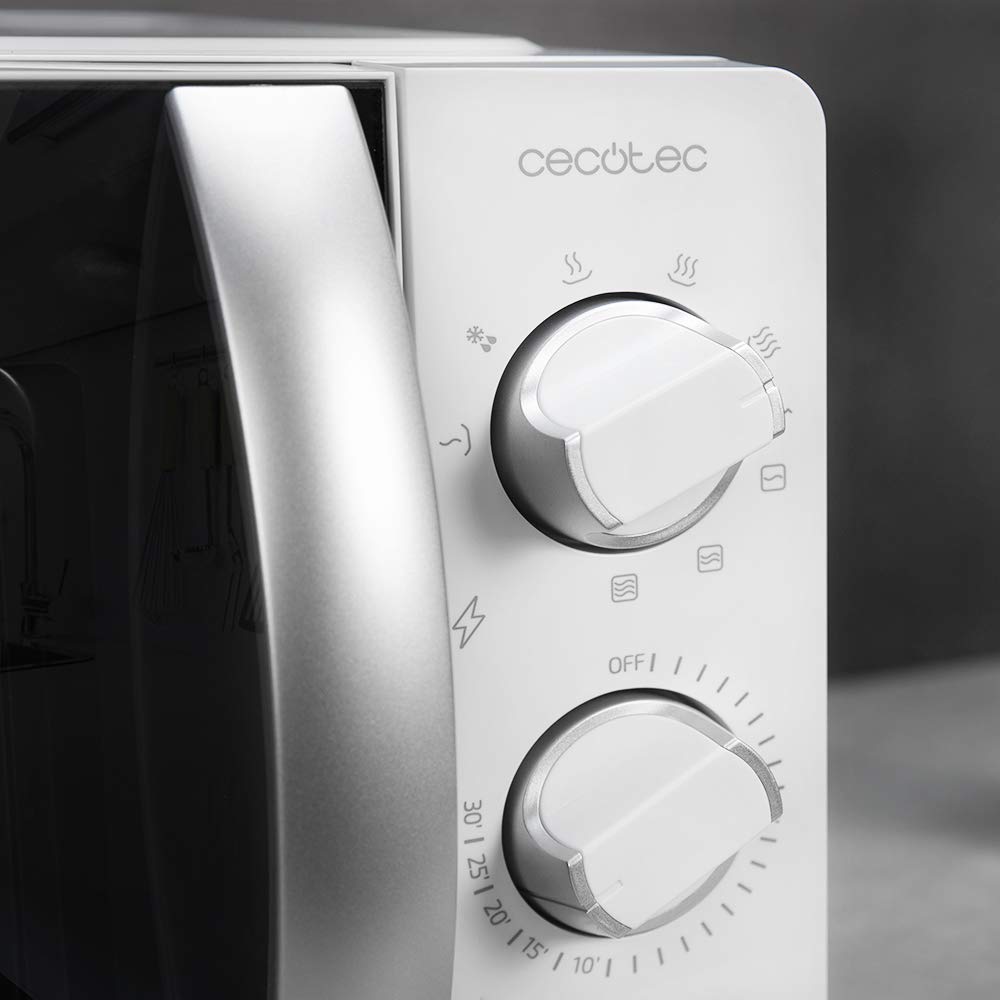 Cecotec Mikrowelle Pro Clean 5110 Inox. 700 W, Grill 800 W, 20 L, Ready 2 Clean, Beschichtung 3D Wave Frontspiegel, 8 Programme,60 Min Timer, LED, Edelstahl In Silber Schwarz