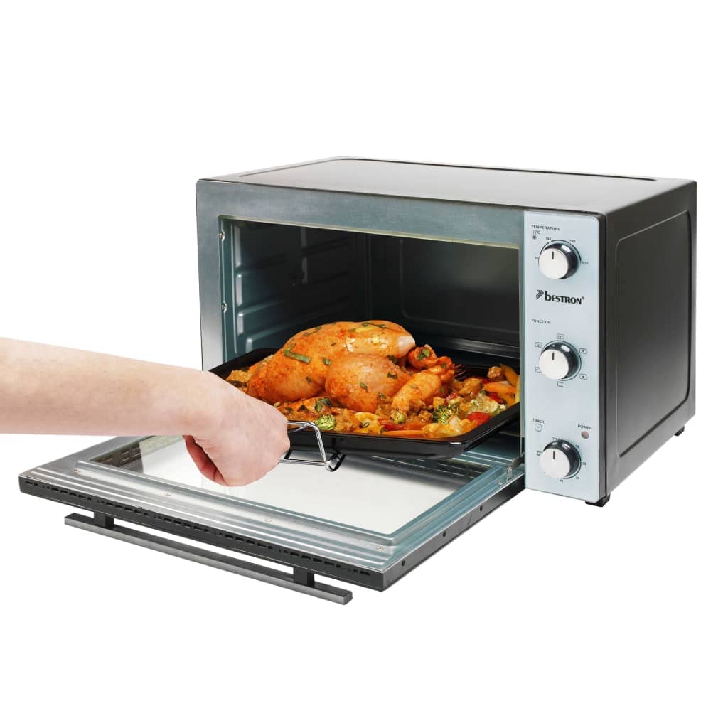Bestron AOV9 Kompakter Mini-Backofen mit Ober-/Unterhitze, 9 Liter, 800 Watt, Schwarz