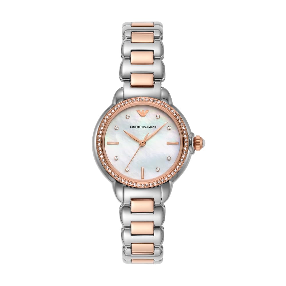 Emporio Armani Damenuhr, Dreizeiger Quarzwerk und 32mm Gehäusegröße mit Edelstahl-, Leder- oder Silikonarmband