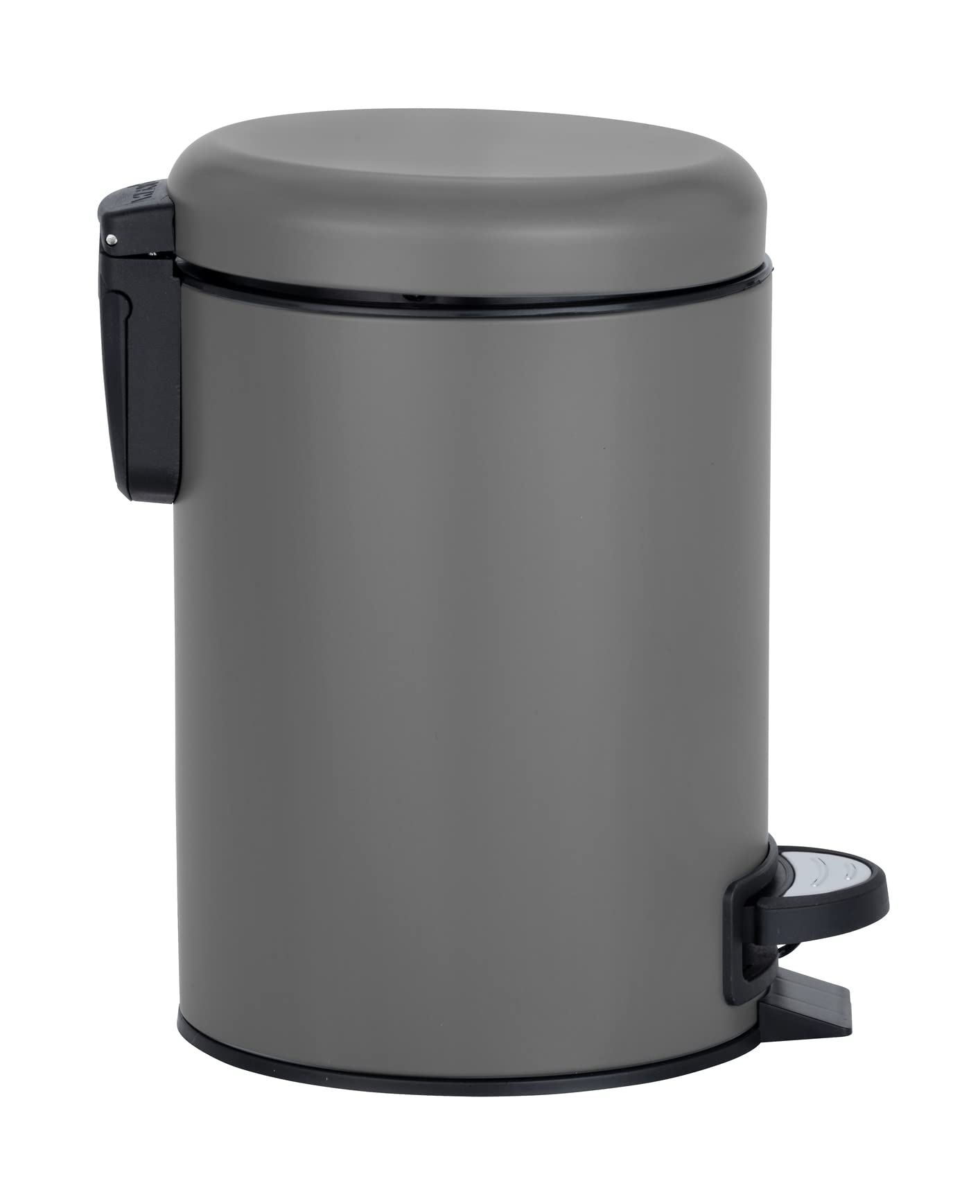 WENKO Treteimer Mod. Leman 3 Liter mit herausnehmbarem Einsatz aus lackiertem Stahl ideal für Badezimmer oder Küche 17 x 25 x 22,5 cm Schwarz matt