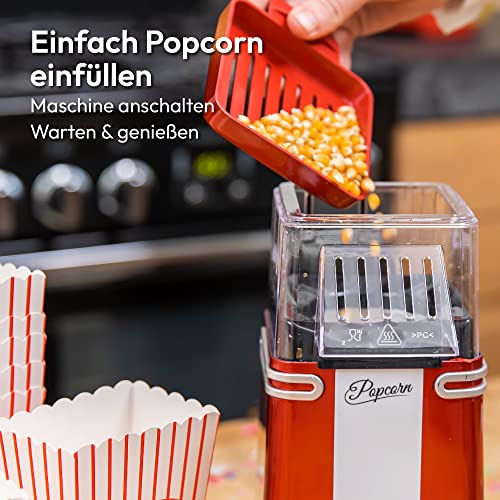 Gadgy Popcorn Maschine groß - Retro Popcorn Maker 5 L - Popcorn Maker mit Antihaftbeschichtung und abnehmbarer Heizfläche - Popkorn Maschine rot - Popcornmaschine 800W - Popcorn machine