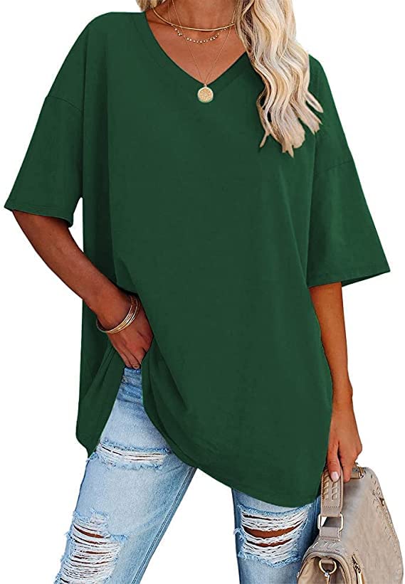 Ebifin Women's Oversized V-Neck T-Shirt