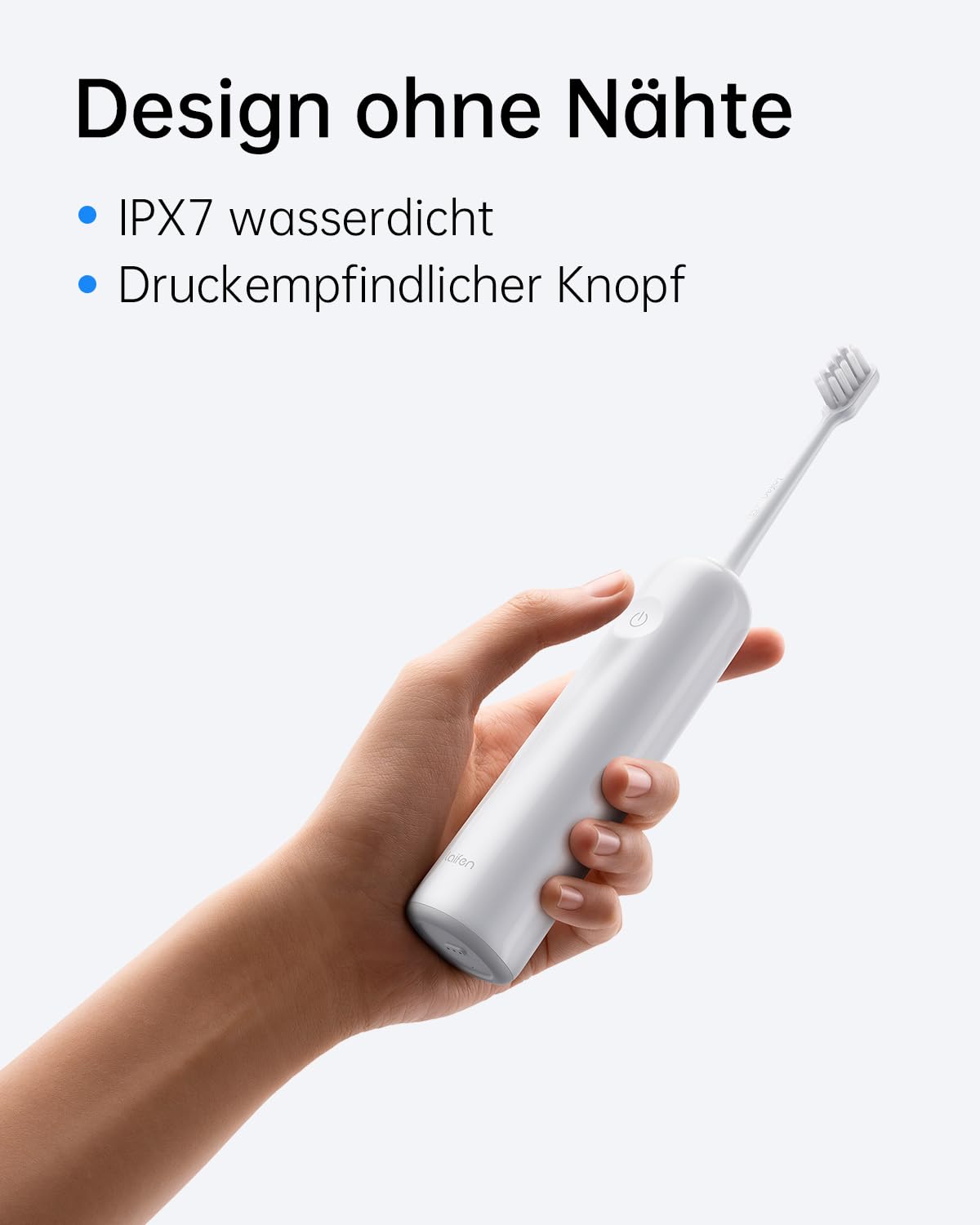 Laifen Wave elektrische Zahnbürste, Oszillation & Vibration elektrische Schallzahnbürste für Erwachsene mit 3 Bürstenköpfen, IPX7 wasserdicht magnetisch wiederaufladbar Reisezahnbürste (ABS weiß)