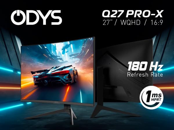 ODYS i27 Monitor - 27-Zoll-Bildschirm im rahmenlosen Design, Full HD, 100 Hz, mit HDR, IPS Panel, FreeSync, HDMI, USB-C, 3,5mm Audio