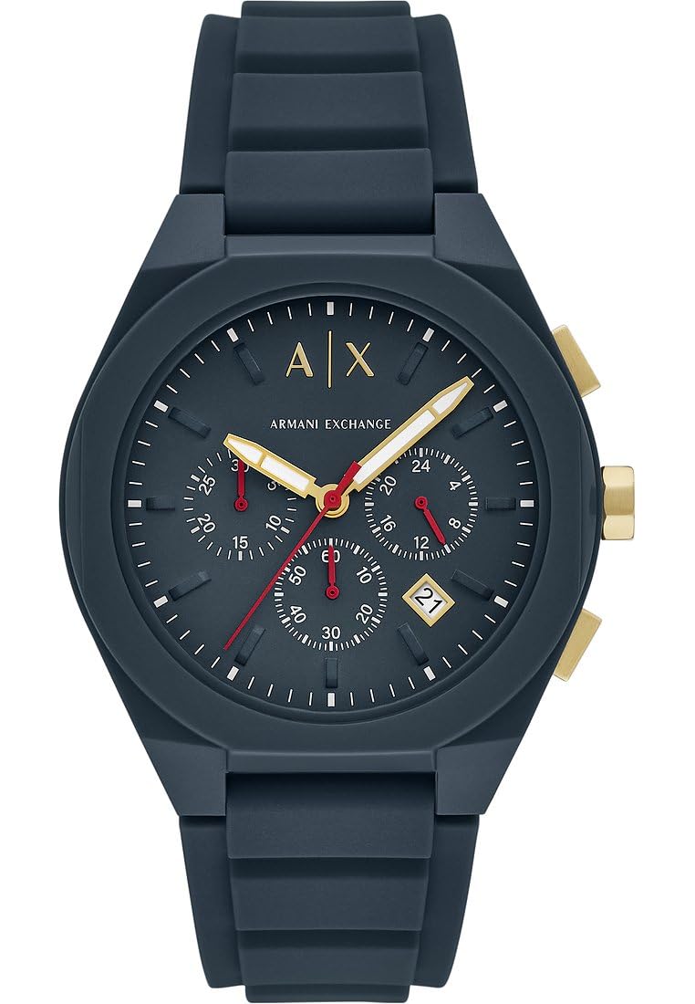 Armani Exchange Watch for Men, Chronograph Movement and 46mm Case Size with Stainless Steel, Leather or Silicone Strap