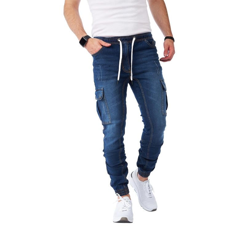 Men’s Cargo Jeans – Regular Slim Fit Denim Joggers