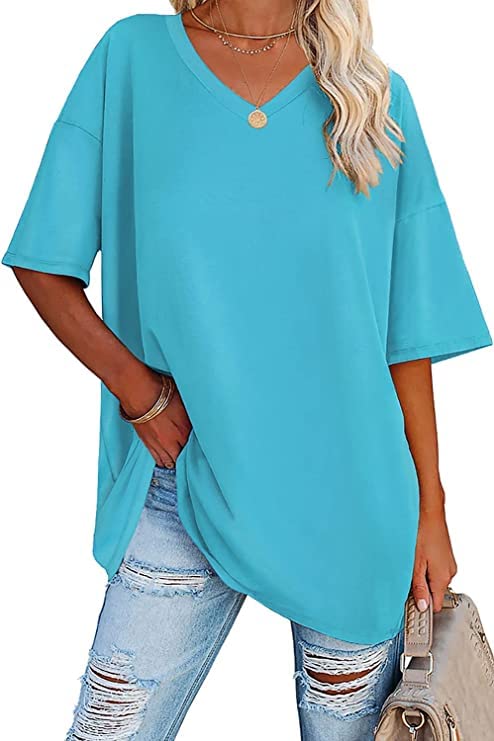 Ebifin Women's Oversized V-Neck T-Shirt