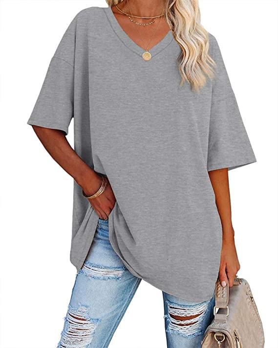Ebifin Women's Oversized V-Neck T-Shirt