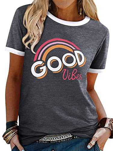 Women’s Good Vibes Rainbow Print T-Shirt