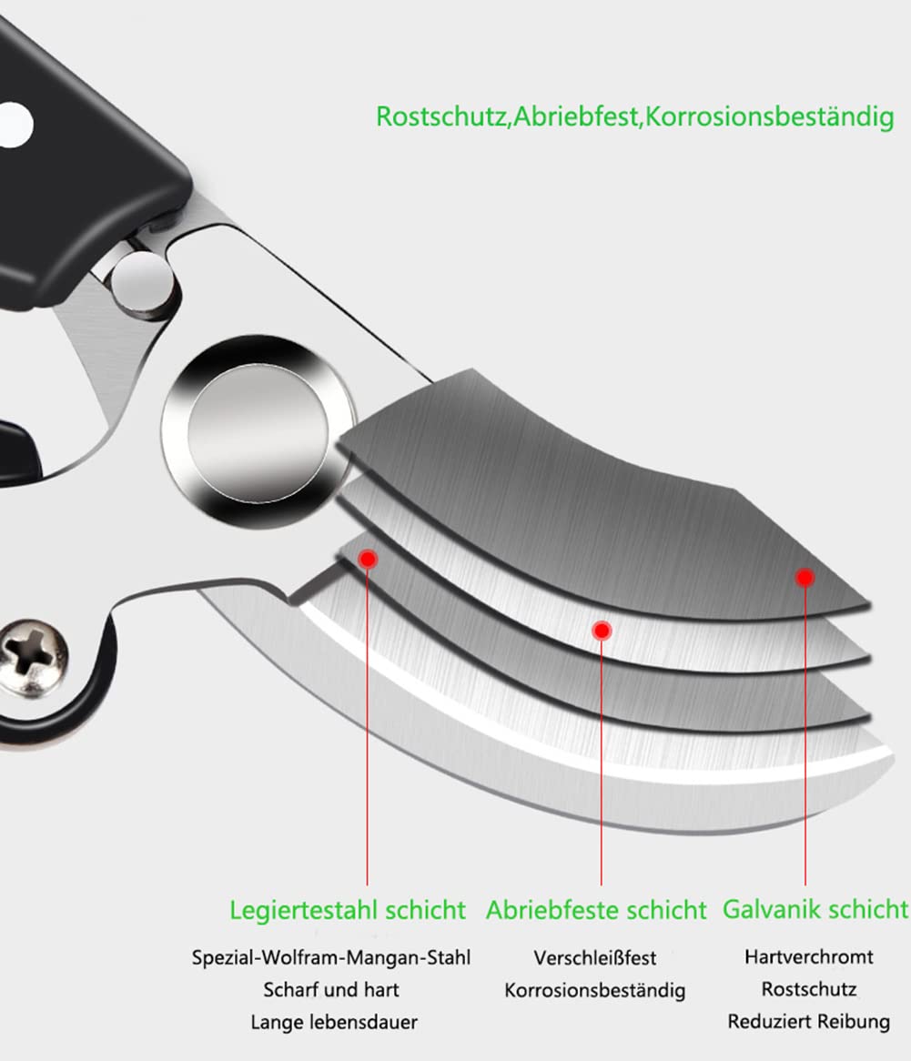 Horsvill Gartenschere, Gartenschere für die Gartenarbeit Heavy Duty, Japanische Gartenschere mit SK4-Stahl, Gartenschere für den Außenbereich, Bypass-Gartenschere, Heckenschere, Baumtrimmer (Grün)