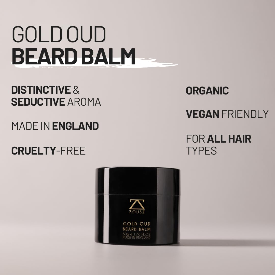 ZOUSZ Black Oud Bartbalsam für Männer mit Sheabutter – Premium-Bartbalsam/Bartspülung/Bartweichmacher Herren | Das ultimative nicht fettender Bartpflege für Männer, 50 ml
